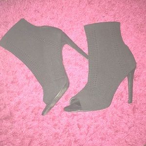 Black Open Toe High Heel Boots